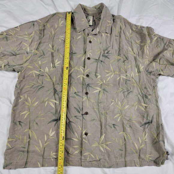 Jamaica Jaxx Mens 2XL XXL Brown Button Down Shirt Bamboo Print Short Sleeve - Picture 8 of 9